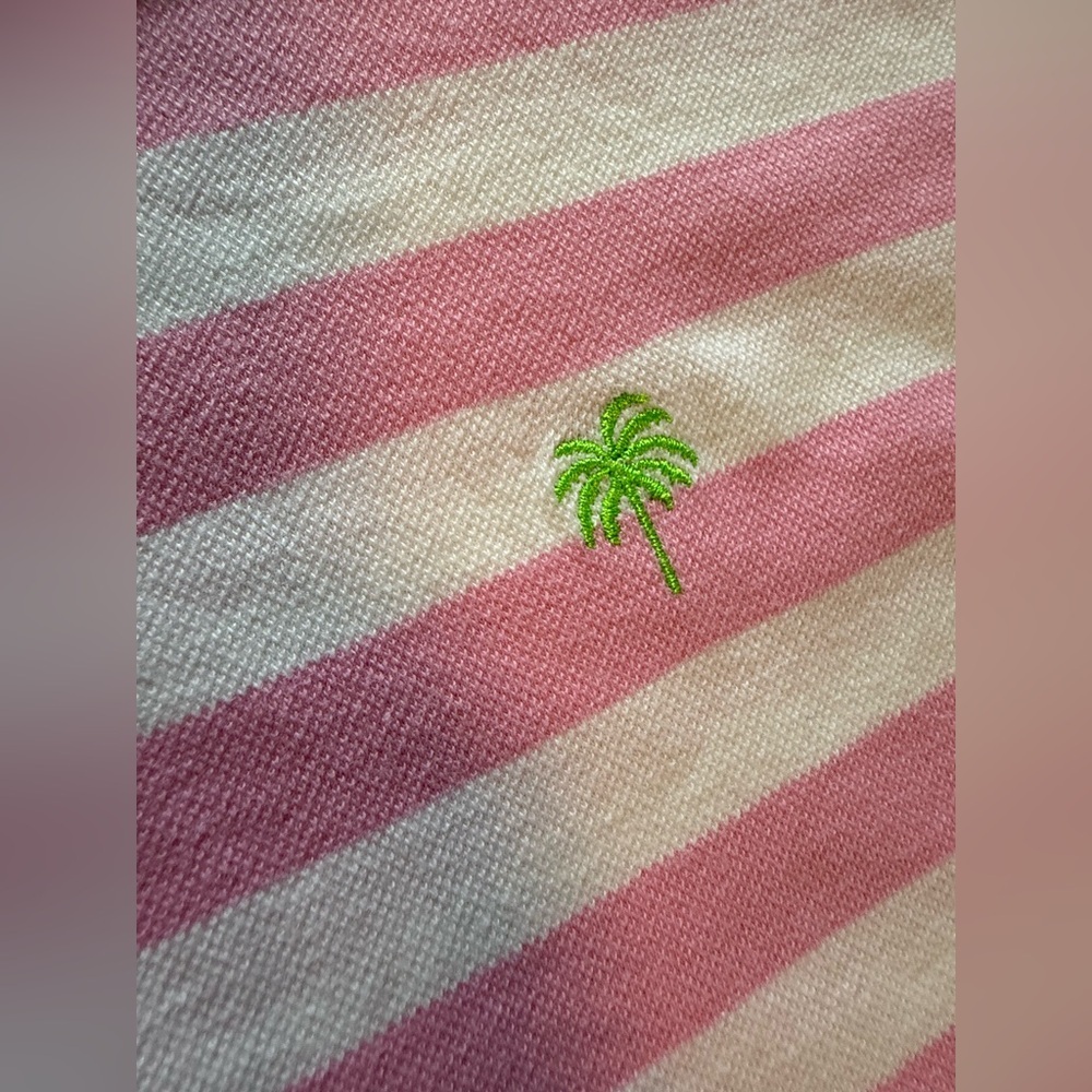Lilly Pulitzer Pink and White Striped womens Polo size large - Picture 3 of 7